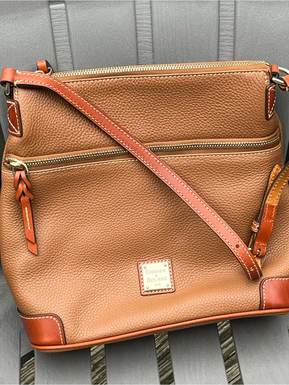 Dooney & Bourke Caramel Pebbled Leather Crossbody Bag with Gold Hardware